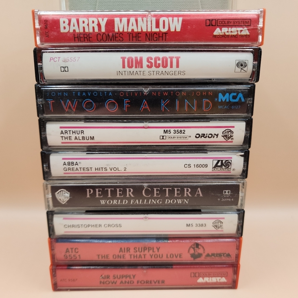 9 Cassette Tape Lot Barry Manilow ABBA Air Supply Christopher Cross Peter Cetera